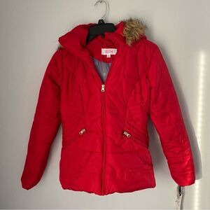 Krush Women’s Faux Fur Red Puffer Zipper Closing Jacket S